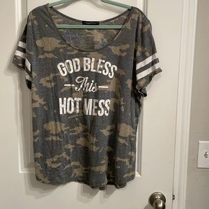 Ragss II Riches “God Bless This Hot Mess” tee